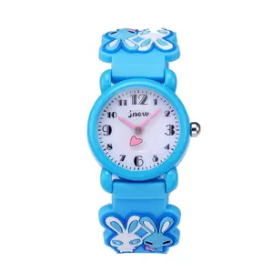 Fashion Cartoon Quartz Watches 3ATM Waterproof Sport Cartoon Two Rabbits Pattern for Kids Watches