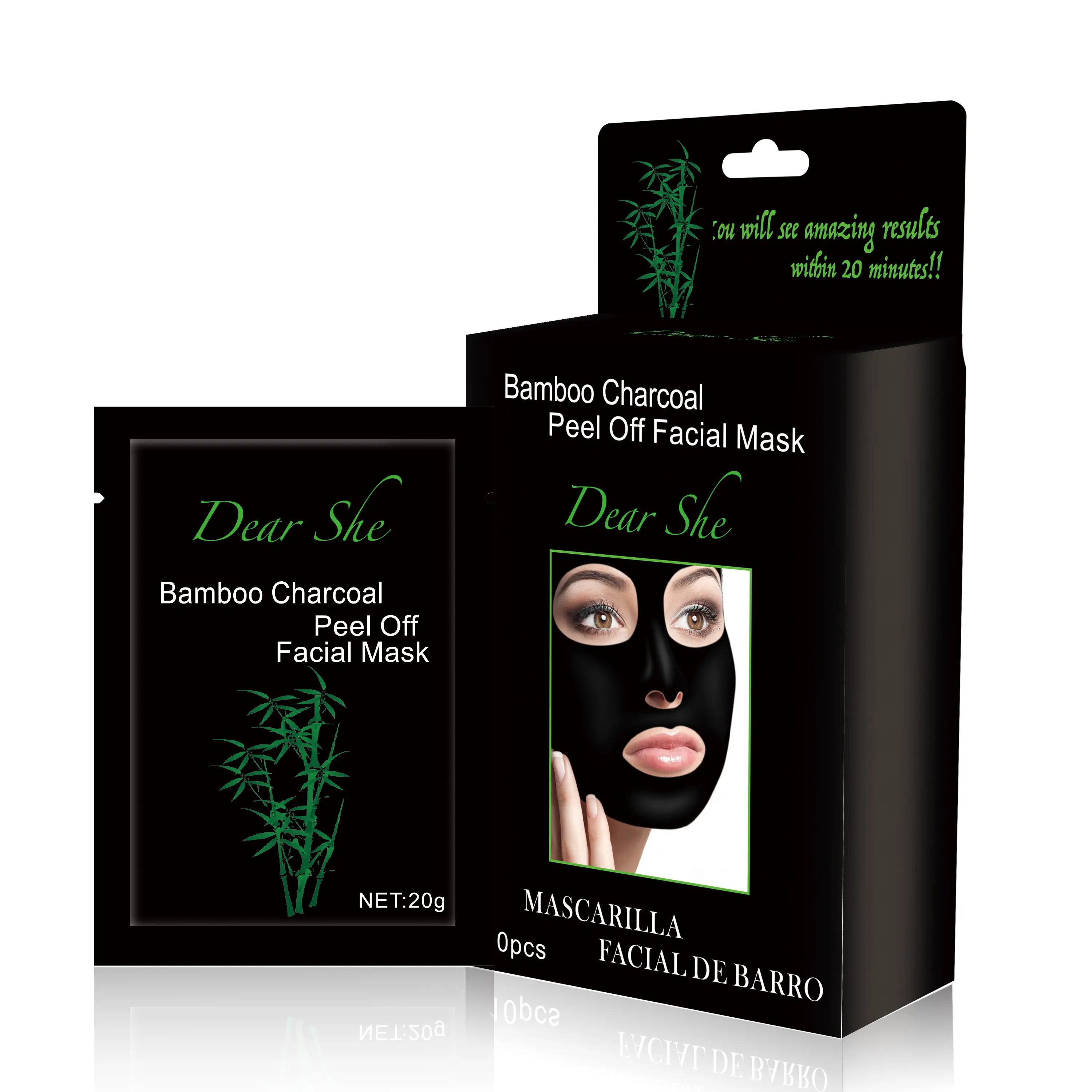 Professional Cosmetics Dear She Bamboo Charcoal Black Face Peel Off Facial Skin Care Mask Tearing Blackheads Removal Facial Clay