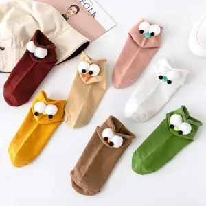 Custom groothandel pom pom leuke effen kleur onzichtbare sokken vrouwen japanse boot sokken fabrikant meisjes low cut sokken fabriek