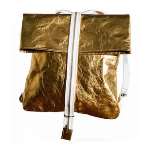 Модный золотой бумажный милый рюкзак моющийся бумажный складной клатч