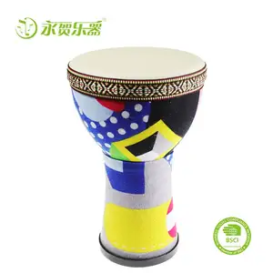 En gros percussions africaine 8.10.12 pouces djembé tambour style national broderie motif tambour utilisons une caisse en bois