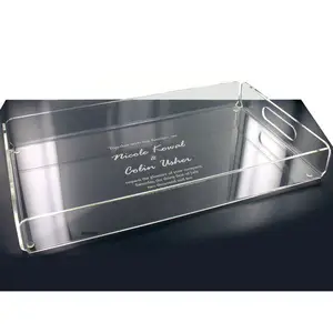 Engraved Clear Acrylic Serving Tray, Transparent Lucite Serving Tray, Perspex Serving Tray