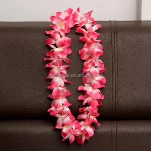 Guirlande de fleurs artificielles en polyester, décoration hawaïenne pour mariage, fournitures de fête, collier hawaïen, fleurs artificielles