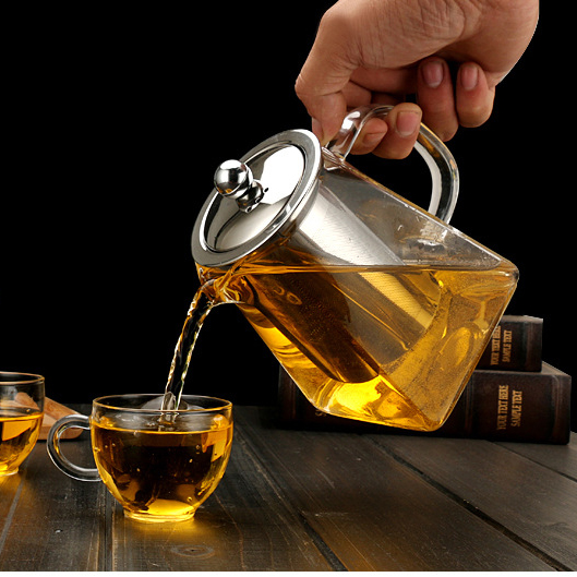 500ml square clear borosilicate heat-resistant glass teapot