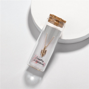 Nuovo Design D'oro Della Lega di Pietra Naturale Della Catena Del Pendente Della Collana Con La Carta di Carta Bottiglia di Vetro Per Le Donne del Regalo - Product Image 5