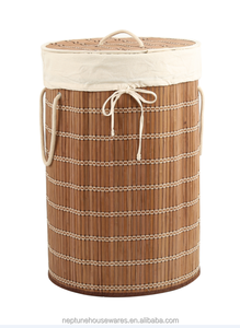 Rotonda di bambù paniere della lavanderia con coperchio - Product Image 2