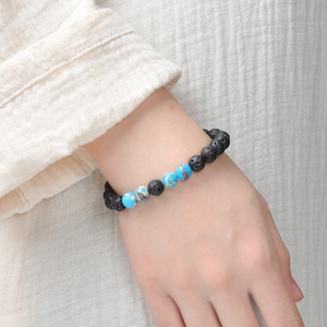 F95 <span class=keywords><strong>Pulsera</strong></span> Difusora de Aceites Esenciales con Cuentas de Piedra Volcánica, Estilo Occidental Popular, para Aliviar el Estrés o la Ansiedad - Product Image 6
