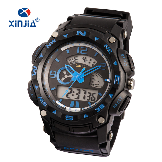 New XINJIA Brand Sport G Watch Dual Time Analog-Digital 50M Waterproof TPU Strap Men Shock Watch RELOJ
