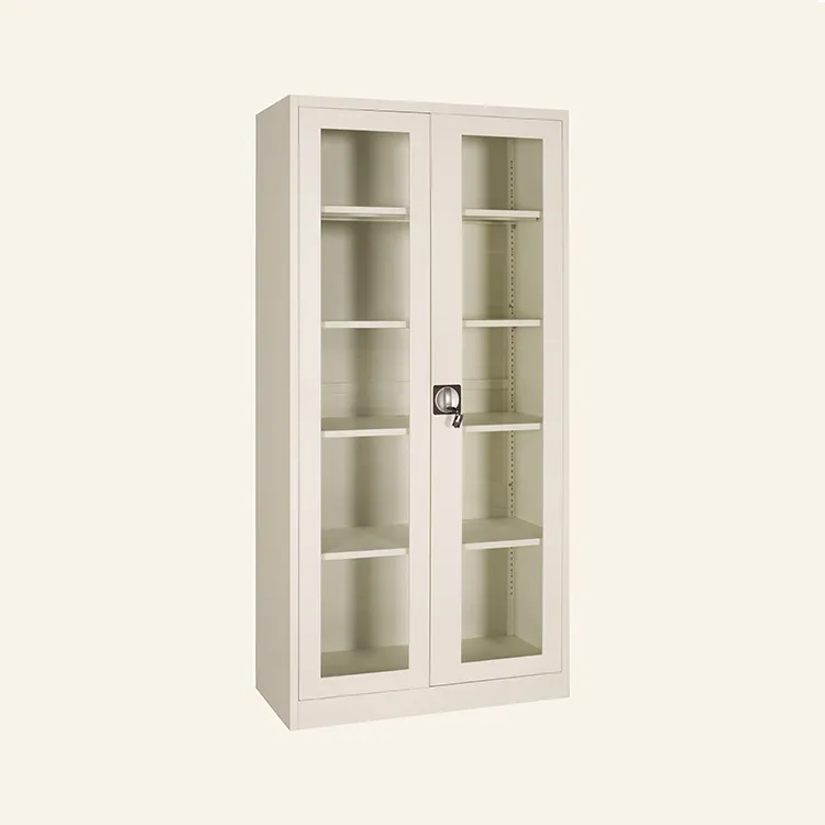 High quality steel Glass Swing door Book case metal documents storage Office cupboard filing cabinet