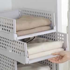 Caja de almacenamiento desmontable apilable de plástico para cocina y baño, organizador de armario, caja de almacenamiento de plástico plegable - Product Image 6
