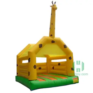 热卖黄色PVC卡通设计长颈鹿跳跃城堡充气充气城堡