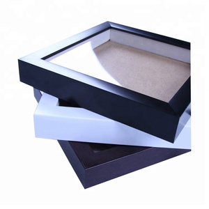 Wholesale Custom 8x10 Black or white shadow box photo picture frame,wooden square glass 3D deep shadow box photo frame