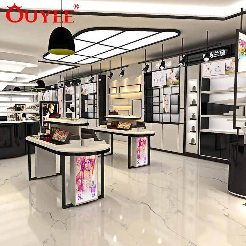 Cửa Hàng Bán Lẻ Đồ Nội Thất Quầy Gỗ Make Up Shop Hiển Thị Mỹ Phẩm Cho Thiết Kế Nội Thất Cửa Hàng