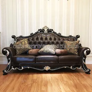 OE-FASHION American neoclassical luxury real wood leather sofa villa furniture