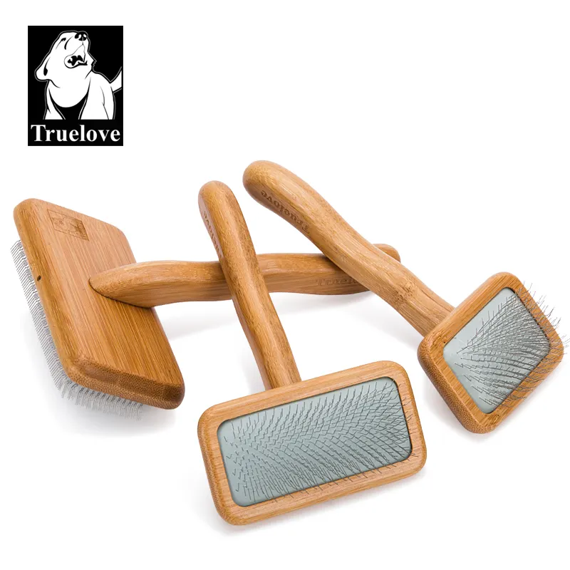 Truelove wholesale pet dog cat hair brush with bamboo wooden handle pet cleaning & grooming products brush