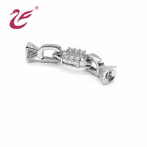 Thiết Kế Vòng Cổ Clasp Khóa <span class=keywords><strong>Pave</strong></span> Kim Cương Trang Sức Bạc Mạ Zircon Móc Cài Cho Hạt Ngọc Trai Làm Vòng Đeo Tay - Product Image 1