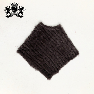 Xaile triângulo Senhoras Inverno Rabbit Fur Poncho Malha De Pele De Coelho Xales Poncho - Product Image 6
