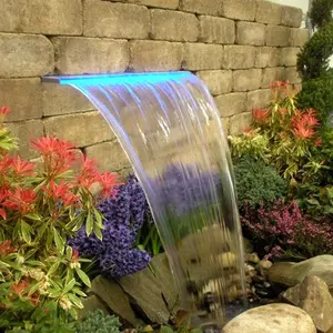 Wand montage Acryl LED Wasserfall Teich Wasserfall Brunnen im Freien für Schwimmbad