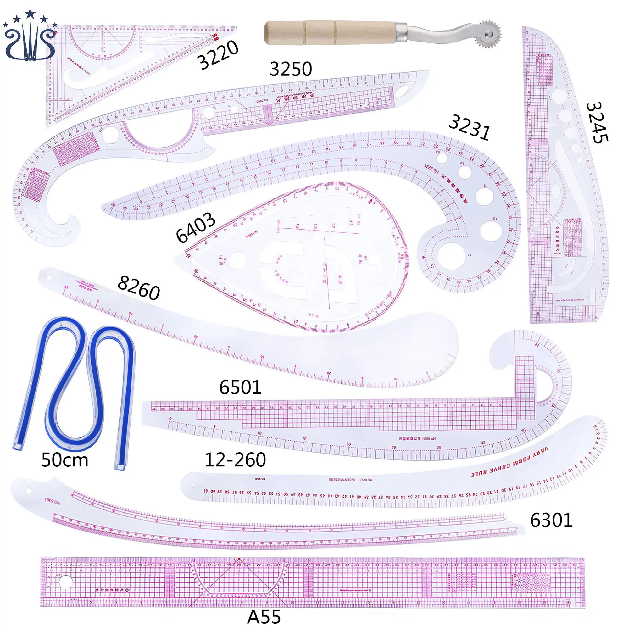 CZ-08 French Sewing Measuring Curve Ruler Set 3220/3250/3245/3231/6501/12-260/6301/6403/8260