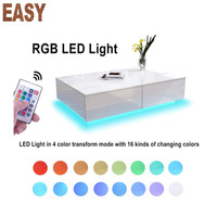 Offre Spéciale Simple Haute Brillance A Mené La Table BASSE Avec 4 Tiroirs de rangement Pour salon