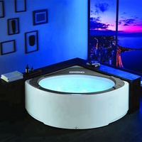 Bañera de hidromasaje redonda de esquina, estilo americano, cascada, chorros, moderna, pequeña
