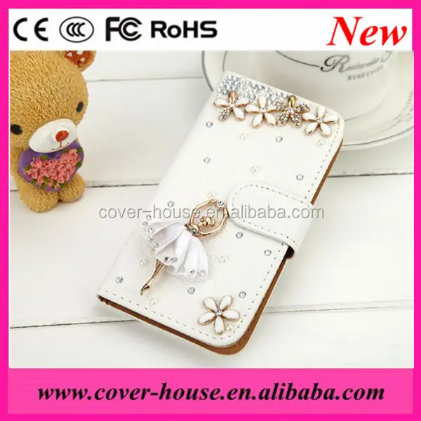 2014 newest product bling luxury Ballet girl wallet case for iPhone 5/5s