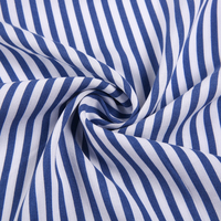Nouveau tissu uni en coton Challis tissé à rayures bleues et blanches teintes en fil, style mode