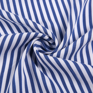 Vải cotton challis dệt sọc màu xanh trắng nhuộm sợi, kiểu dáng mới - Product Image 6