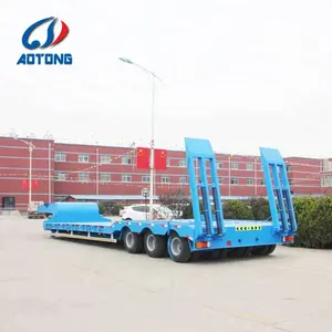 Manufacturer supply 13m length 3m width lowbed lowboy semi trailer, factory sale 3 axle low bed platform truck trailer