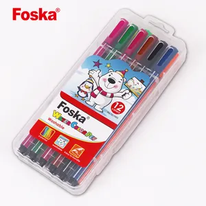 Foska Popular High Quality 12 Colors Plastic Washable Water Color Pen