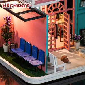 <span class=keywords><strong>Maison</strong></span> de poupée miniature <span class=keywords><strong>en</strong></span> bois faite à la main Knowme K-034 rose avec LED, kits de <span class=keywords><strong>maison</strong></span> de café miniature DIY - Product Image 4