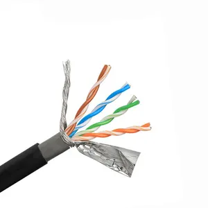 Sampel Gratis 4 Pasang 23awg Cat5 Kabel Cat5e Stp Outdoor SFTP Cat 5 Kabel untuk Jaringan Komunikasi