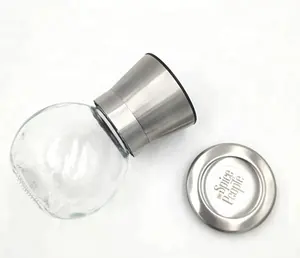 Hot sale glass bottle with mills/ spice grinder high quality 200ml hand rotate pepper grinder with glass container 6oz