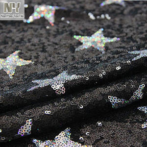 Tela de Lentejuelas con Patrón de Estrellas Negras Clásicas de Nanyee Textile - Product Image 2