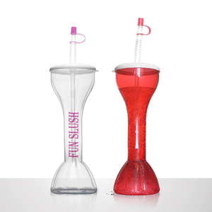 wholesale plastic beer yard glass slush ice yard beverage cup with straw
