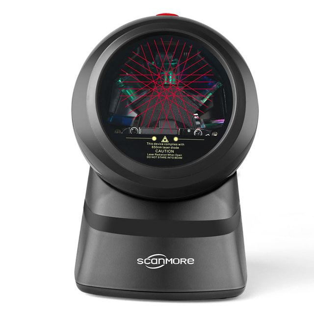 High Efficiency Omnidirectional 1D Laser Barcode Scanner Supermarket Desktop USB Interface Mobile Store Use A4 Light Stocked
