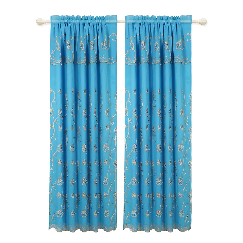 Современная роскошная синяя занавеска на окно и занавеска из вуали с подкладкой