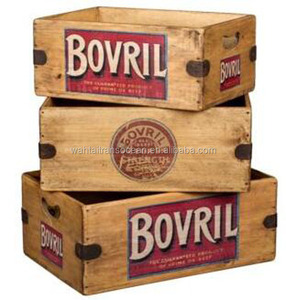 Antique Vintage Box Bovril Lovely Rustic Decorative Wooden Storage Crate packing/gift/fruit/wine crates box bathroom organizer