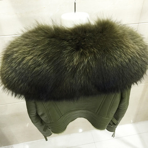 <strong>Women</strong> Luxury <strong>Leather</strong> <strong>Jackets</strong> <strong>Real</strong> fox Raccoon Fur Overcoat Big Fur Collar Winter <strong>Jackets</strong> - Product Image 4
