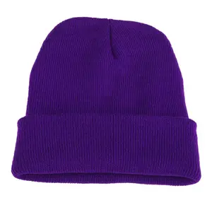 Высококачественная зимняя одноцветная Шапка-бини на заказ, 100% акриловая теплая вязаная шапка с пользовательским логотипом