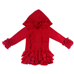 Soft <strong>Winter</strong> <strong>Girl</strong> Zip up Hoodie Custom Hoodie Printing Kids Ruffle <strong>Coats</strong> - Product Image 2