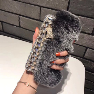 Custodia per Telefono alla Moda con Testa di Volpe in Cristallo e Pelliccia per iPhone 6 6s - Product Image 1