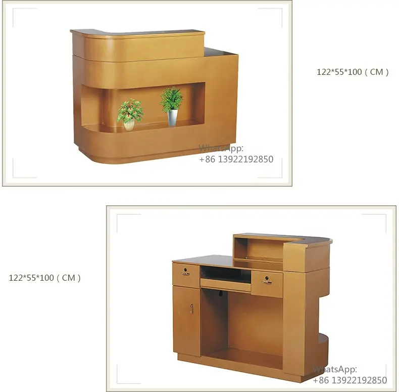 Escritorio de recepción para salón de color dorado, Mostrador de mesa para cajero, ZY-CT026