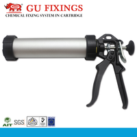 Pistolet à calfeutrer manuel en silicone de 300 ml, corps en aluminium, noir et argent, poignée pistolet, qualité industrielle, pour bricolage