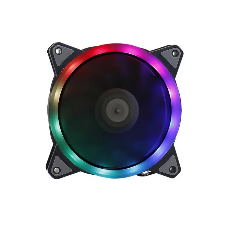 12025 12Cm Double Loop RGB Kipas Pendingin Box Fan Tanpa Remote Control Warna Pemrograman Rainbow LED Lampu dan Controller