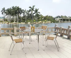 عالية الجودة حديقة طاولة ومقاعد مجموعة مع الألومنيوم الإطار مباشرة من الصانع في الهواء الطلق الطعام الكراسي طاولة طعام