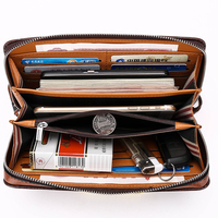 Dompet Kulit PU Gaya Inggris Anti Maling Pria Model Terbaru 2019 dengan Ritsleting dan Pola Huruf, Lapisan Poliester
