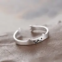 925 स्टर्लिंग चांदी लवली बिल्ली के आकार समायोज्य अंगूठी पशु अंगूठी