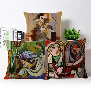 Manufacturer custom Painting french linen picasso cushion cover linen throw pillow covers
