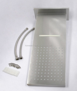 Juego de ducha termostática de níquel cepillado Diseño de cascada y lluvia con ducha de mano <span class=keywords><strong>Baño</strong></span> y grifos de ducha - Product Image 6